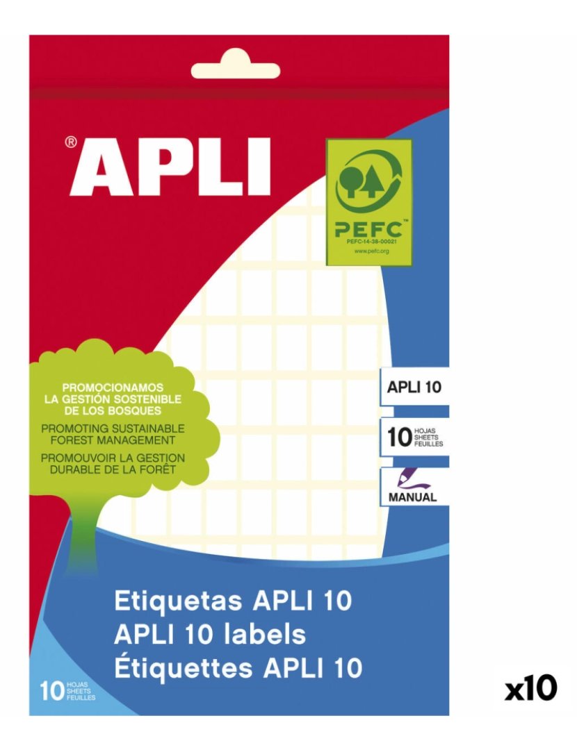 Apli - Etiquetas adesivas Apli Branco 10 Folhas 8 x 12 mm (10 Unidades)