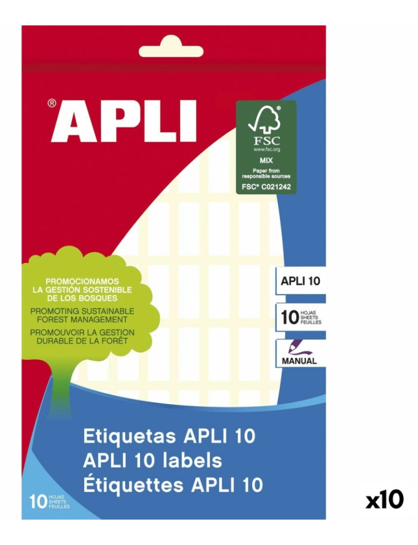 Apli - Etiquetas adesivas Apli Branco Papel 10 Folhas 8 x 20 mm (10 Unidades)