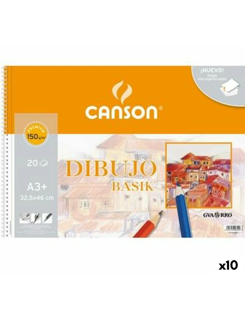 Canson - Bloco de desenho Canson Basik Microperfurado 20 Folhas A3 (10 Unidades)