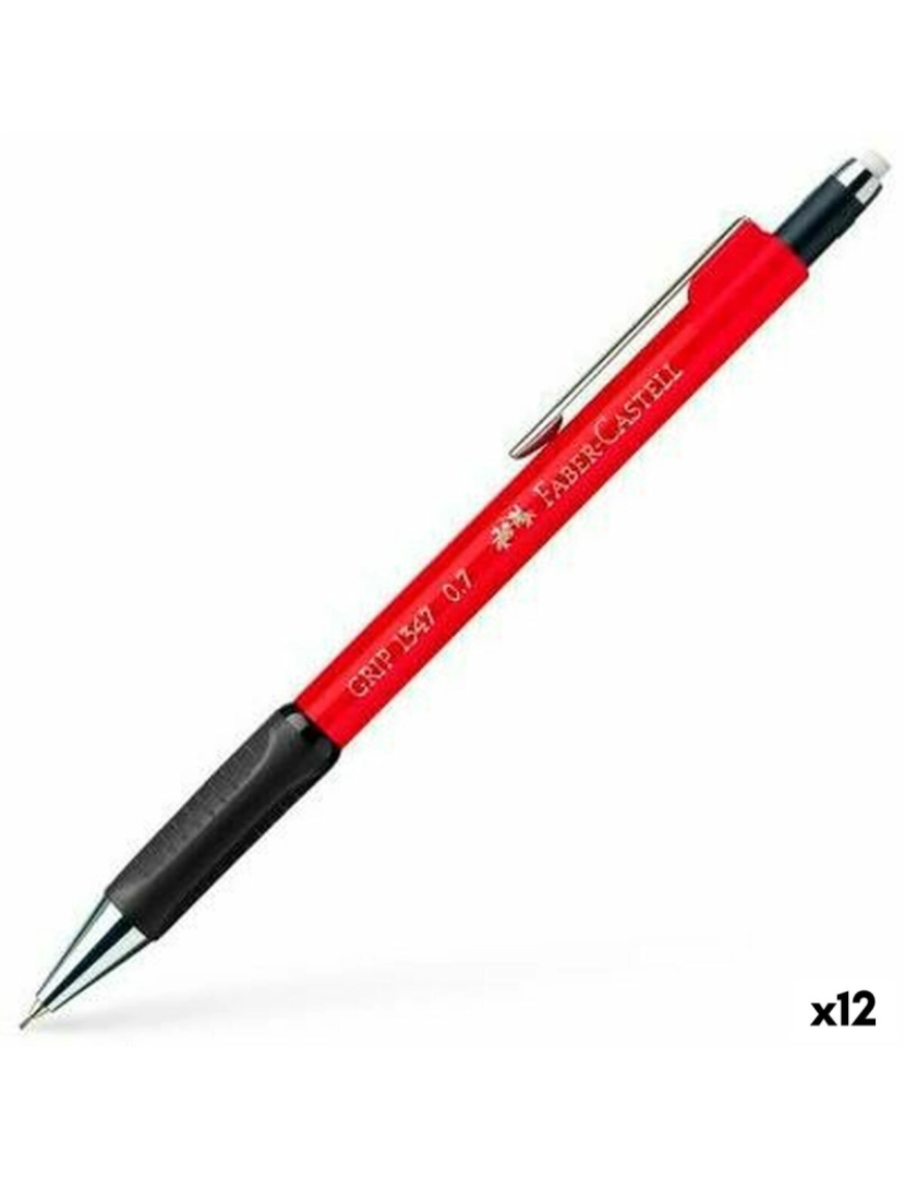 Faber-Castell - Porta-minas Faber-Castell Grip 1347 Vermelho 0,7 mm (12 Unidades)