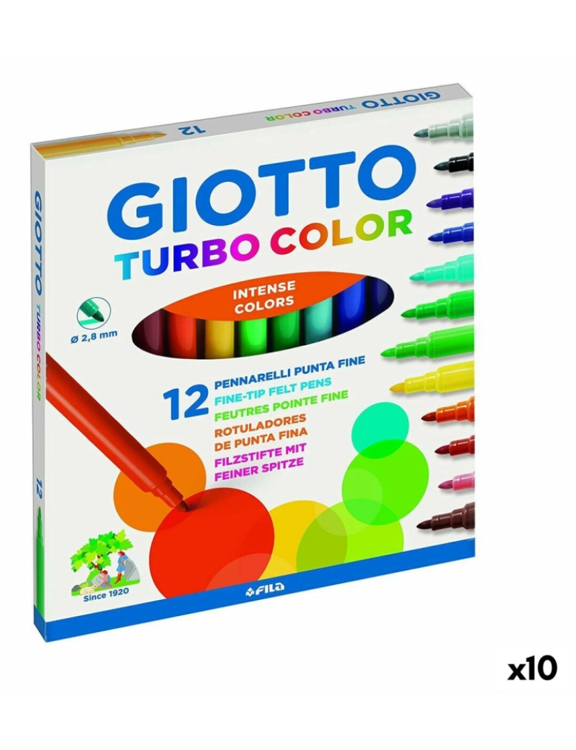 Giotto - Conjunto de Canetas de Feltro Giotto Turbo Color Multicolor (10 Unidades)