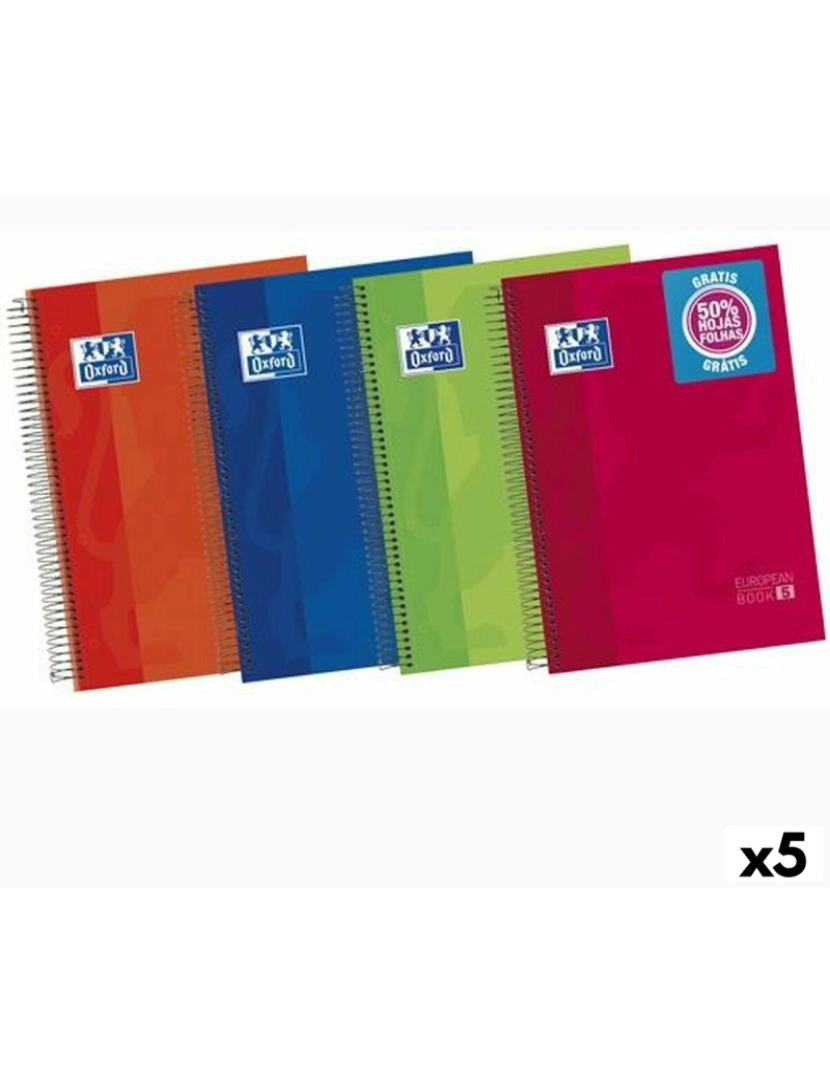 Oxford - Caderno Oxford Multicolor A4 120 Folhas (5 Unidades)