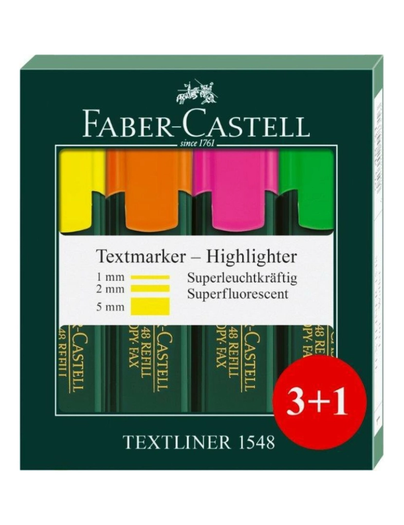 Faber-Castell - Marcador Fuorescente Faber-Castell 4 Peças (65 Unidades)