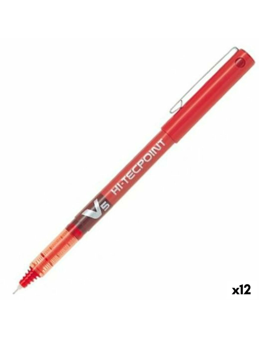 Pilot - Esferográfica de tinta líquida Pilot V-5 Hi-Tecpoint Vermelho 0,3 mm (12 Unidades)