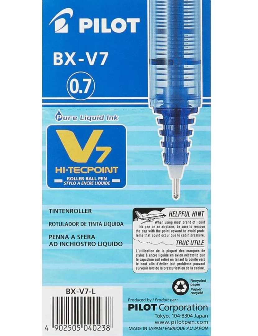 imagem de Esferográfica de tinta líquida Pilot V-7 Hi-Tecpoint Azul 0,5 mm (12 Unidades)5