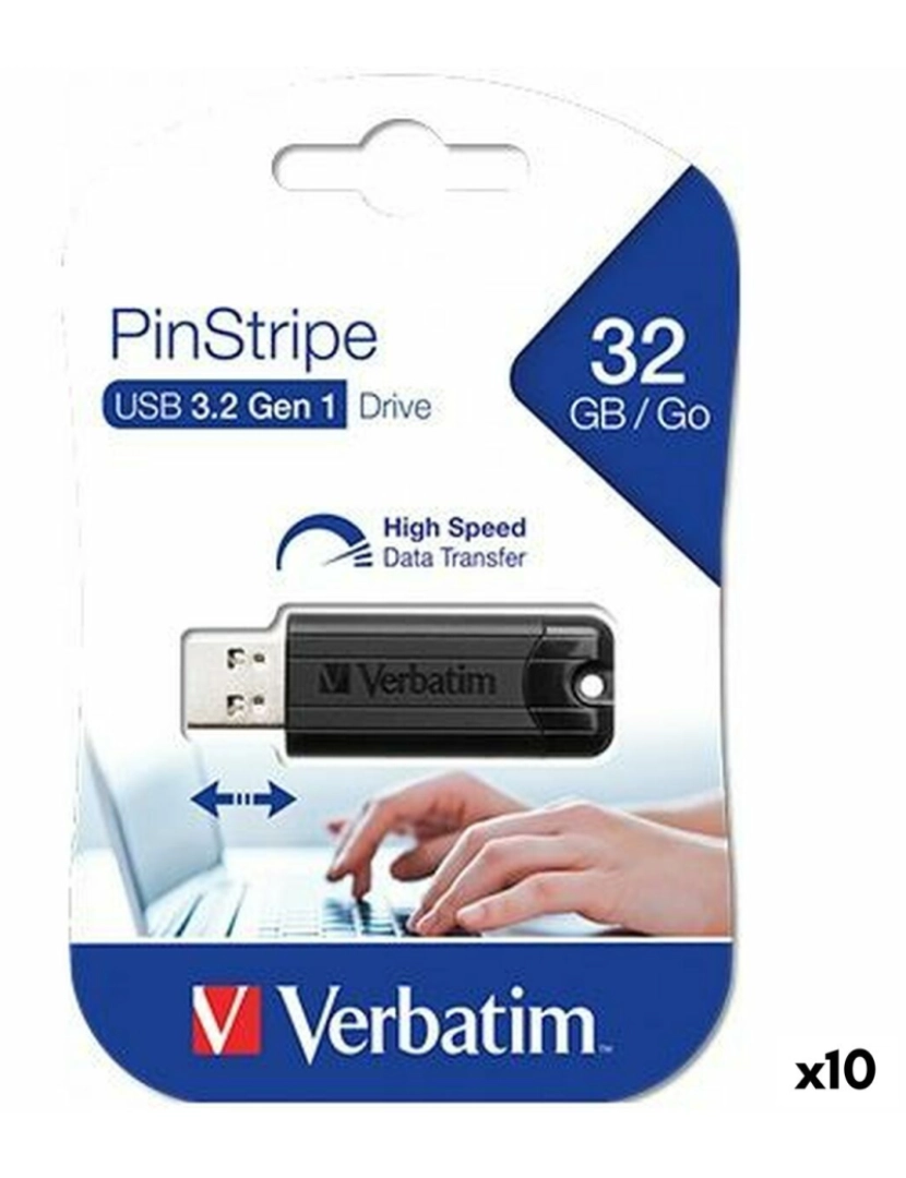 imagem de Memória USB Verbatim Pinstripe Preto 32 GB1