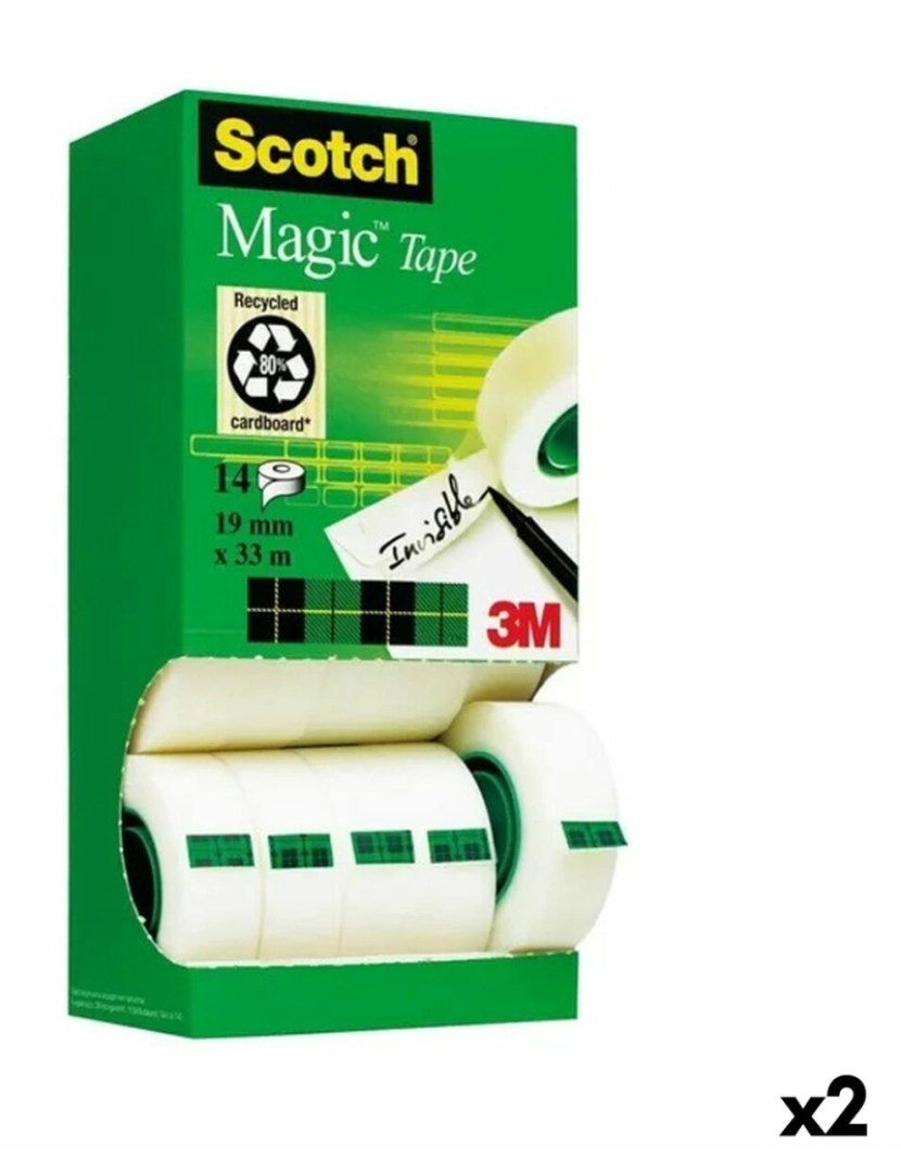 Scotch - Conjunto de Fitas-Cola Scotch Invisible Magic 14 Partes 19 mm x 33 m (2 Unidades)