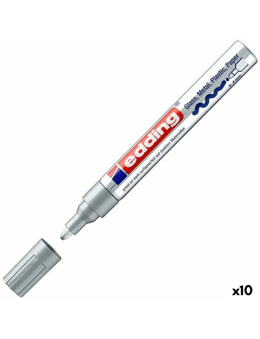 Edding - Rotulador permanente Edding 750 Prateado 10 Unidades 2-4 mm (10 Unidades)