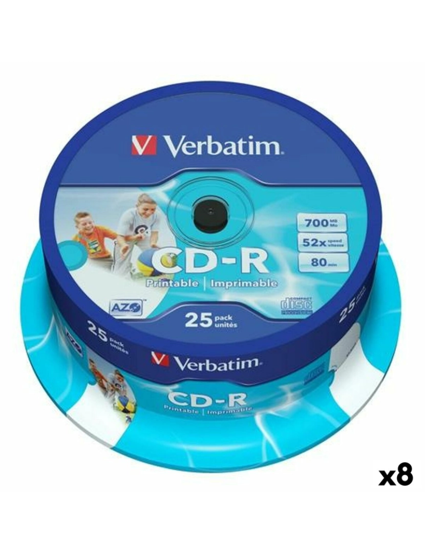Verbatim - CD-R Verbatim 25 Peças 700 MB 50 MB/s (8 Unidades)