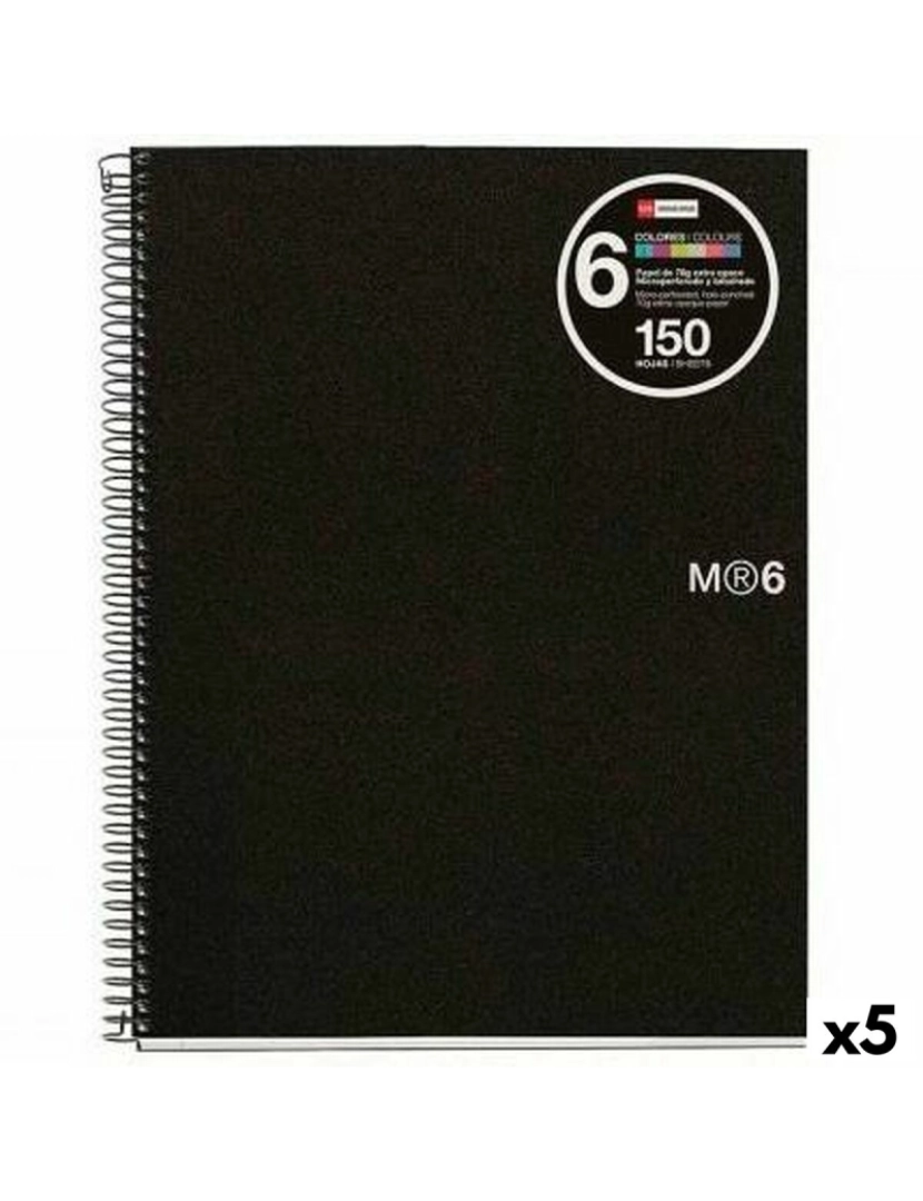 Miquelrius - Caderno Miquelrius Grafite A4 150 Folhas (5 Unidades)