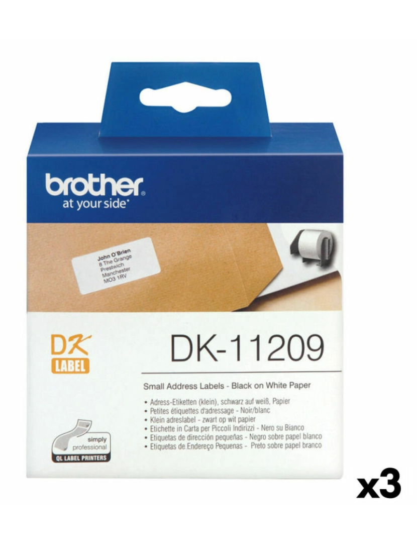 Brother - Etiquetas para Impressora Brother DK-11209 Preto/Branco 62 x 29 mm (3 Unidades)
