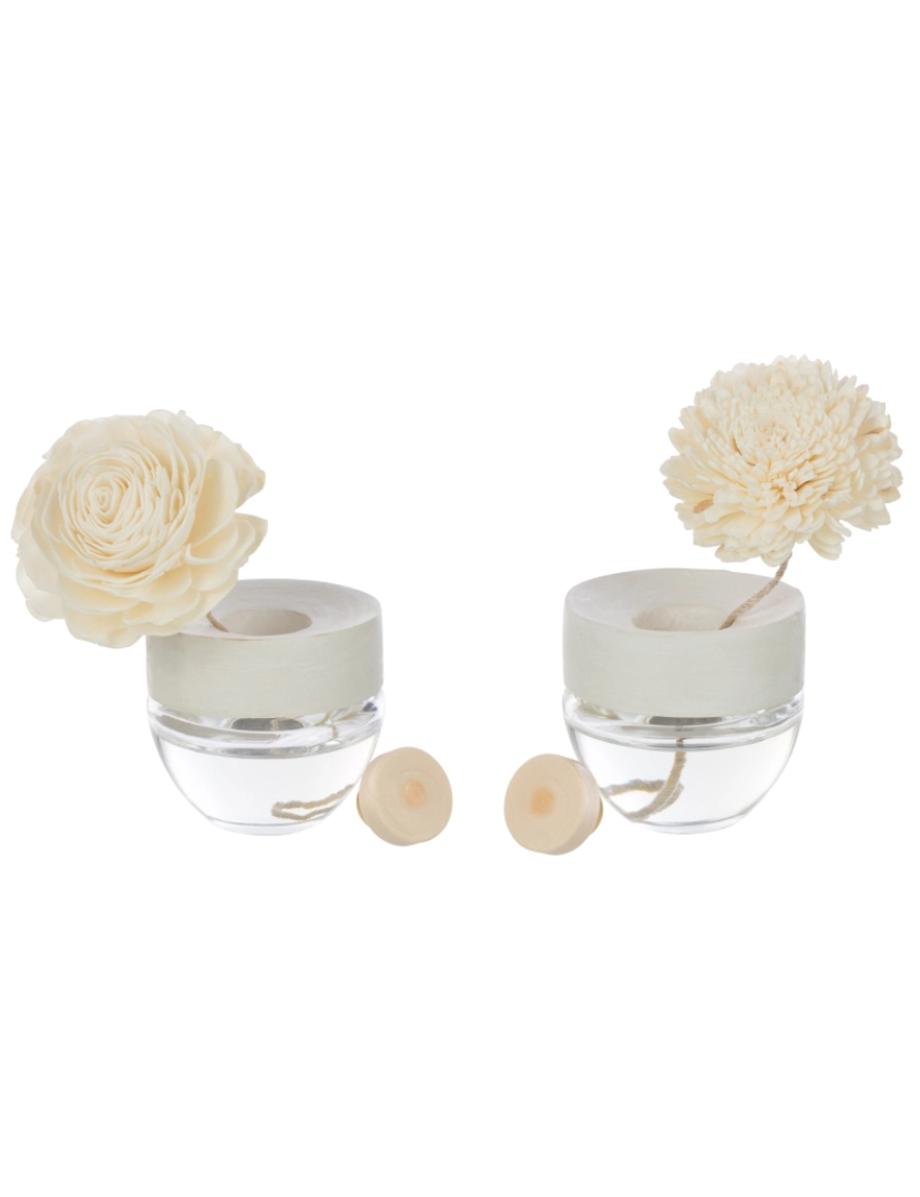 J-Line - Conjunto branco de vidro de perfume de óleo de linha J+Flower de 2 - 2 unidades