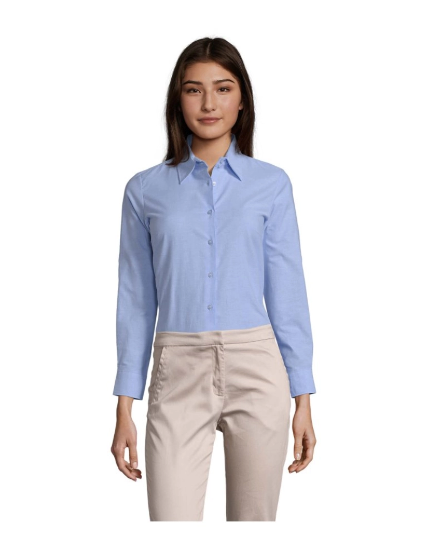 Sols - Camisa Oxford feminina de manga comprida