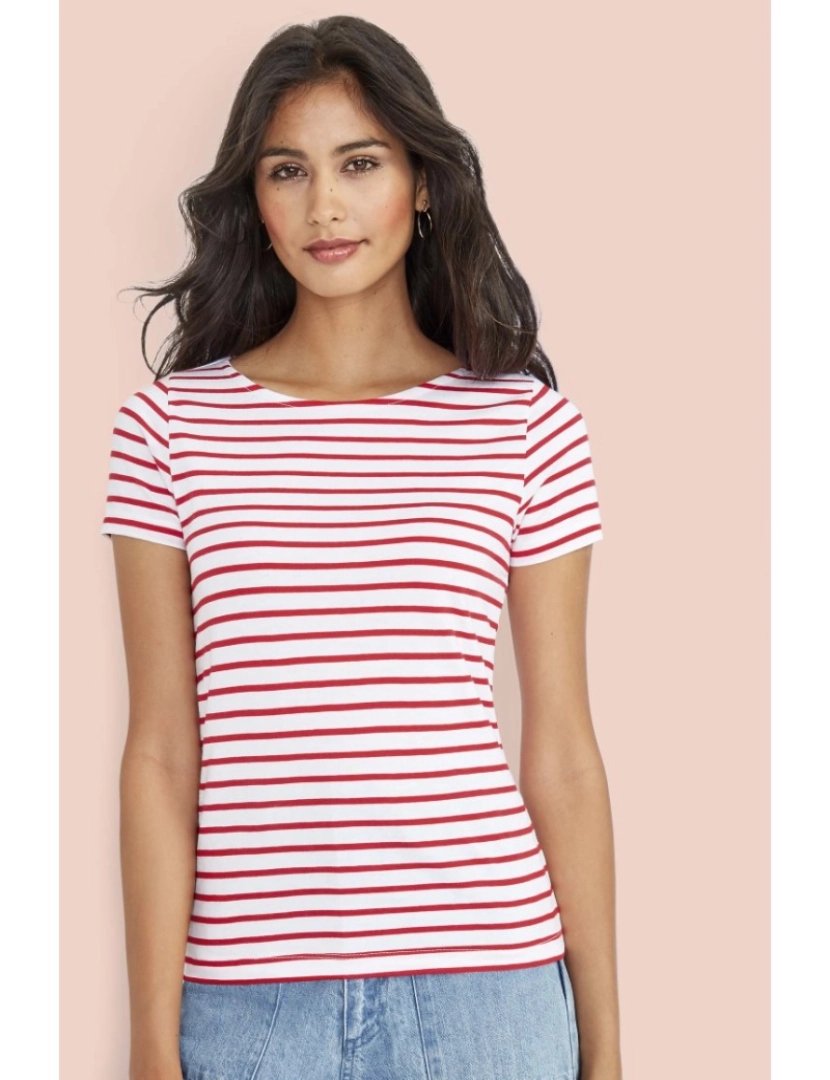 Sols - Miles - Camiseta femenina  com gola redonda listrada - camisa de 150