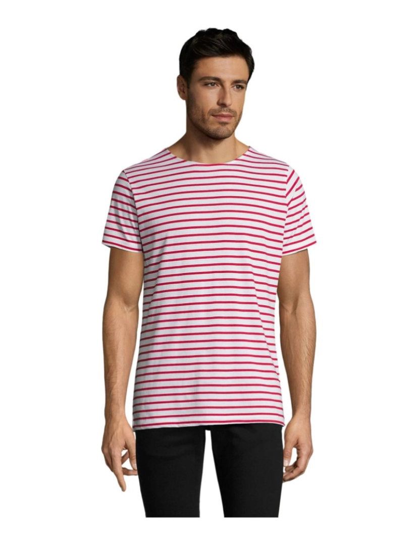 Sols - Miles - Camiseta masculina com gola redonda listrada - camisa de 150