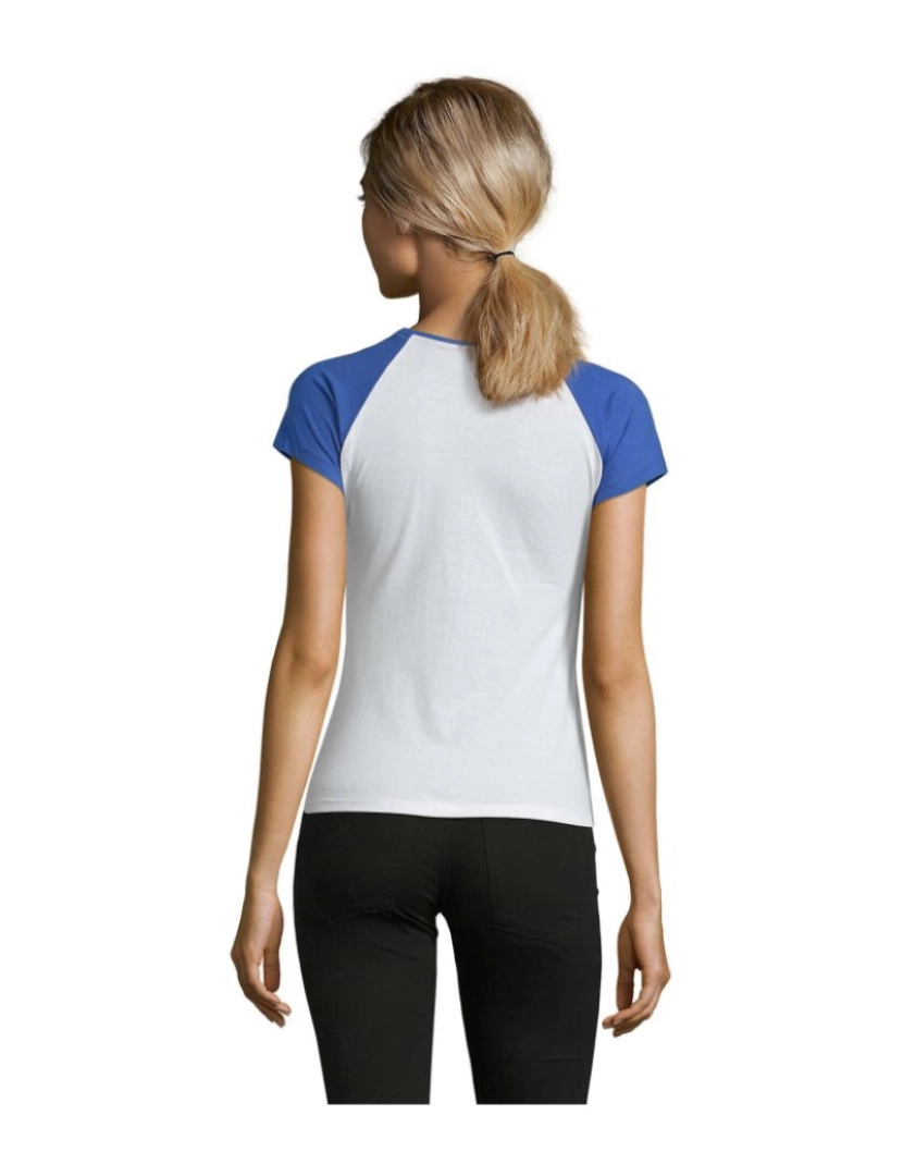 imagem de Camiseta femenina de manga raglan em dois tons-100% algodão semi-penteado2