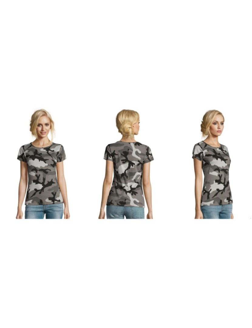 imagem de T-shirt feminina gola redonda camuflada4