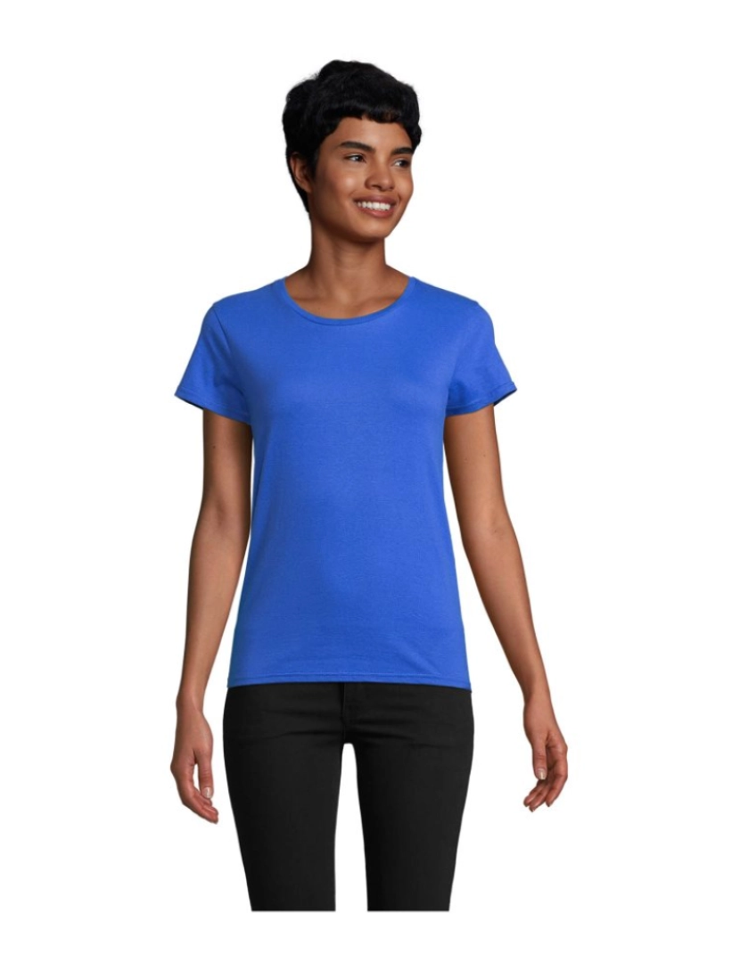 Sols - T-shirt justa de mulher  em jersey simples e gola redonda