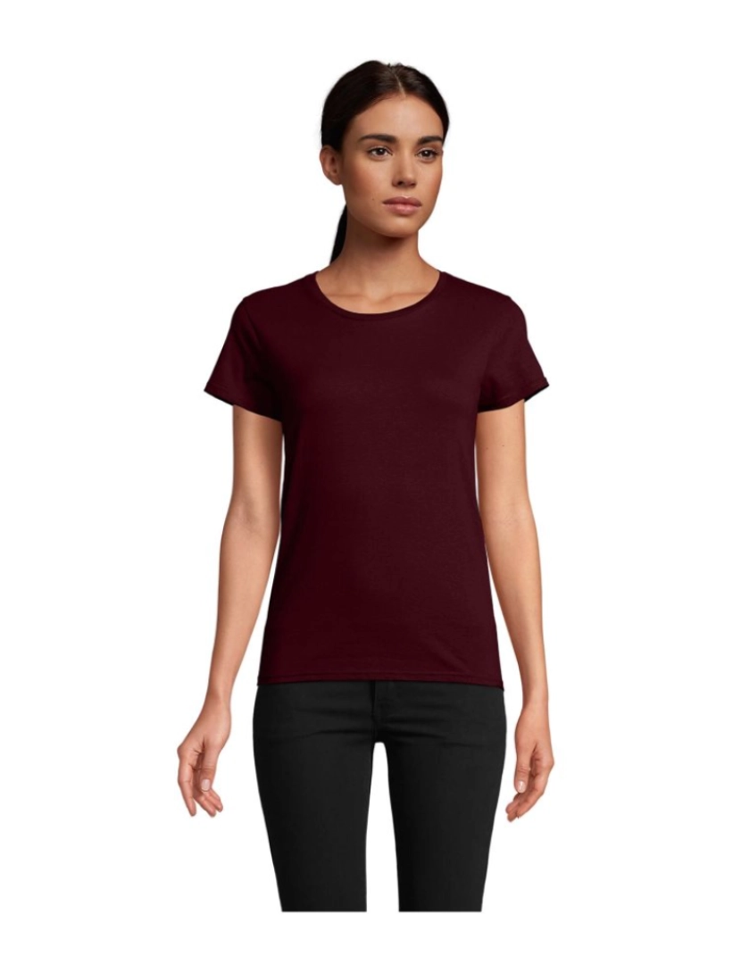 Sols - T-shirt justa de mulher  em jersey simples e gola redonda