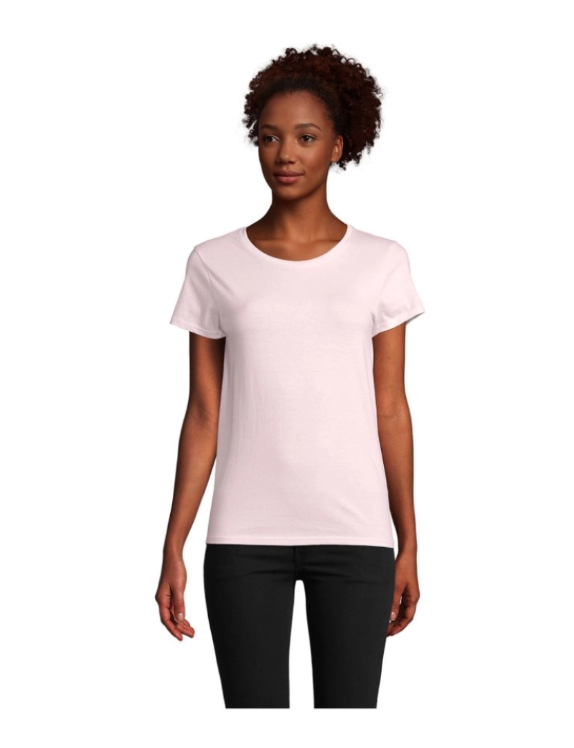 Sols - T-shirt justa de mulher  em jersey simples e gola redonda