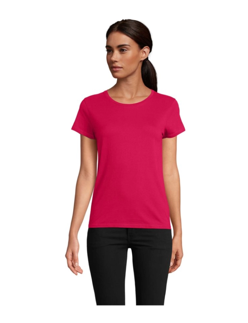 Sols - T-shirt justa de mulher  em jersey simples e gola redonda