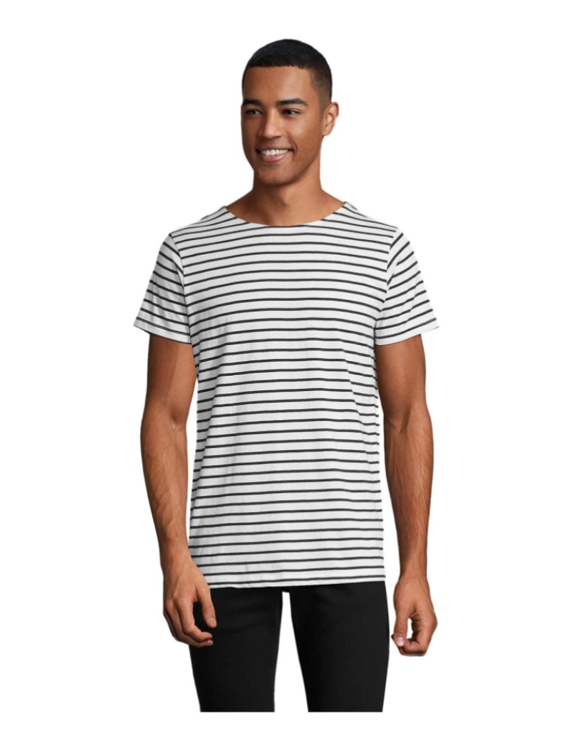Sols - Miles - Camiseta masculina com gola redonda listrada - camisa de 150