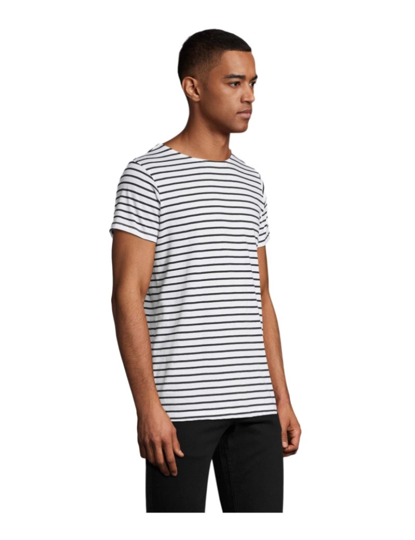 imagem de Miles - Camiseta masculina com gola redonda listrada - camisa de 1503