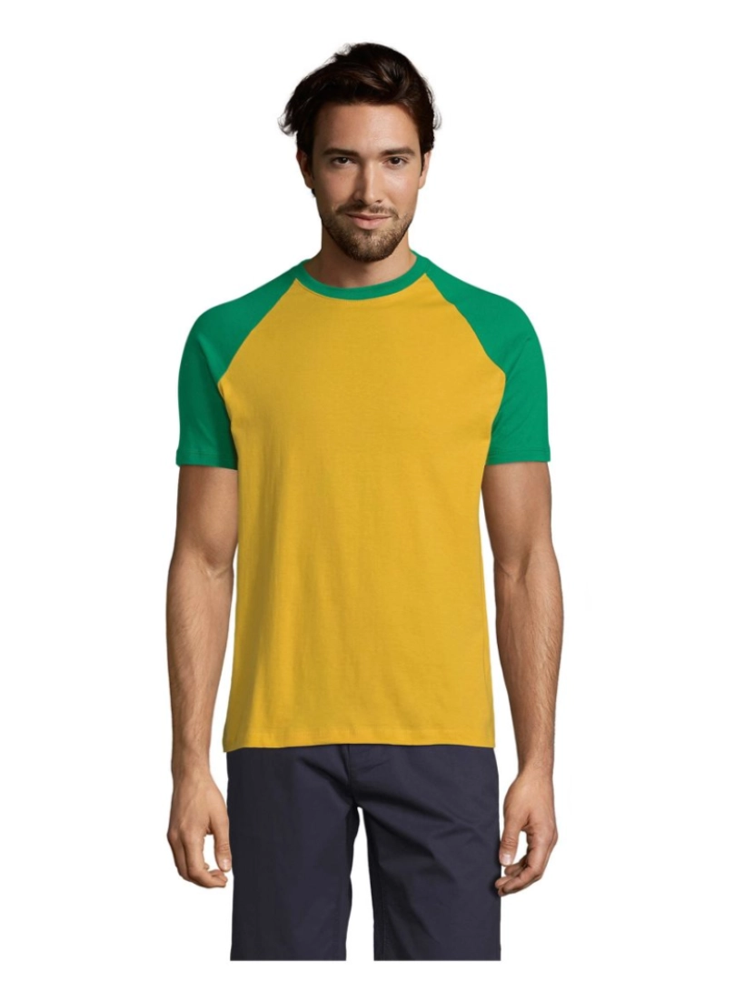 imagem de T-shirt de homem manga raglan de dois tons1