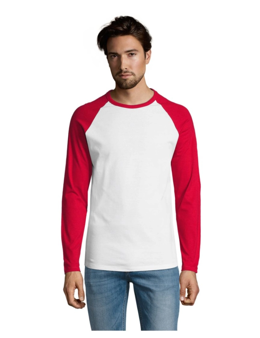 imagem de T-shirt masculina bicolor com manga comprida raglan funky1