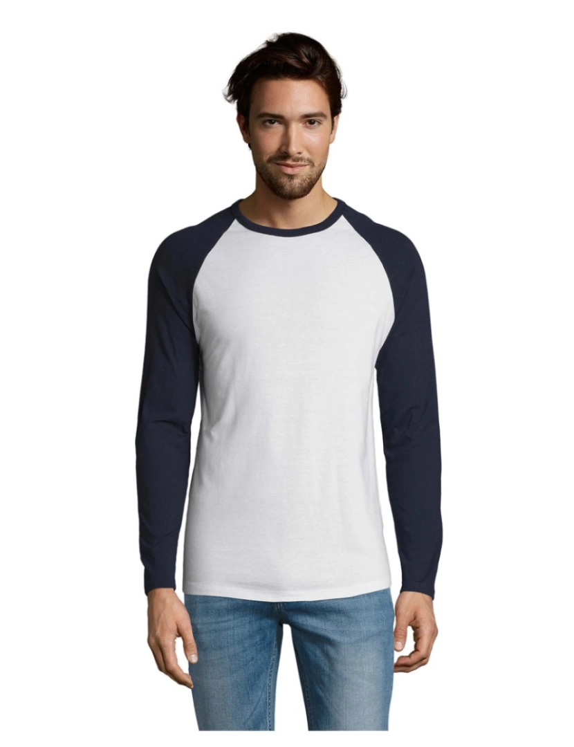 imagem de T-shirt masculina bicolor com manga comprida raglan funky1
