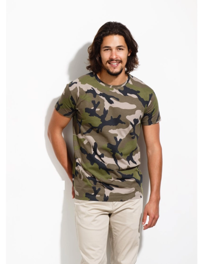 Sols - T-shirt camuflada decote redondo para homem