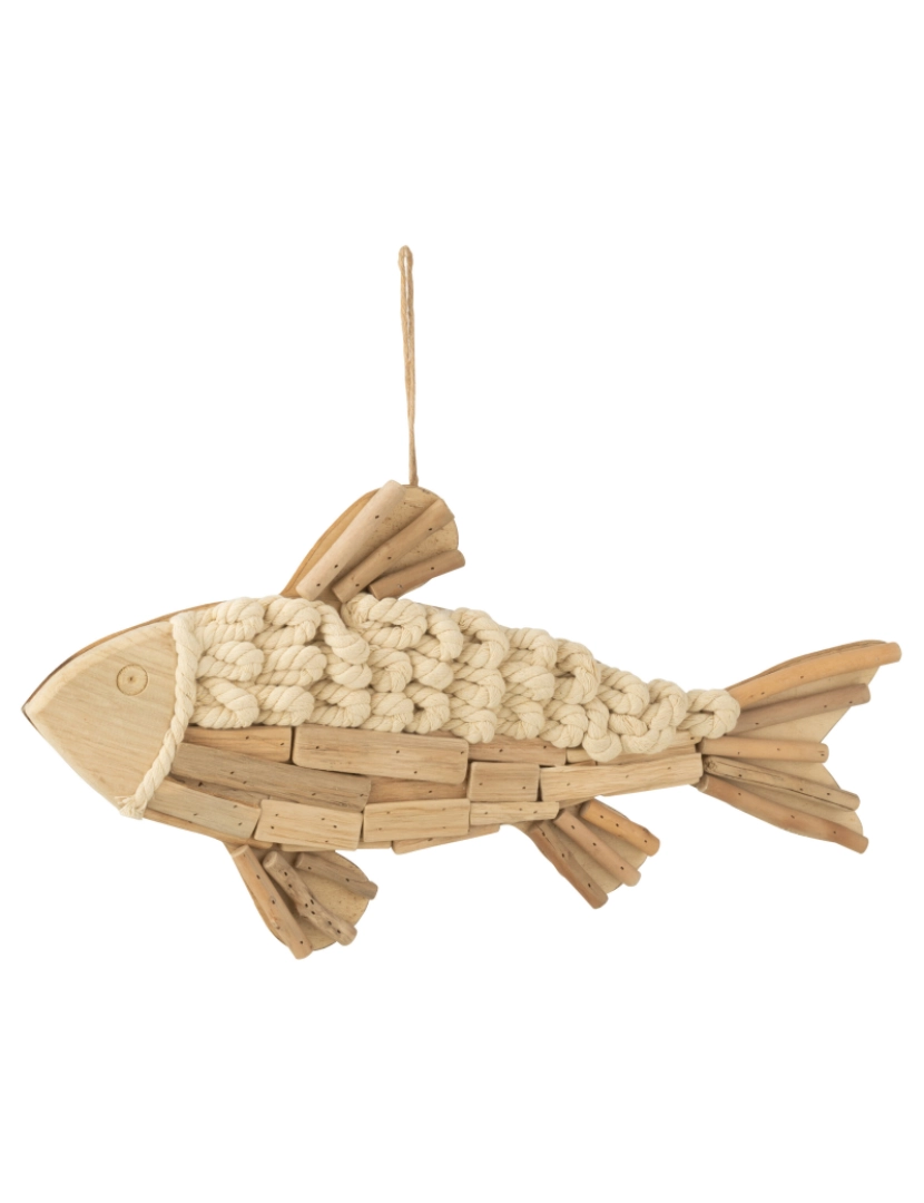 imagem de J-Line peixe de suspensão madeira natural grande1