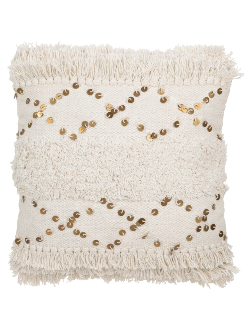 imagem de J-Line Tufted almofadas algodão / lantejoula branco / dourado1