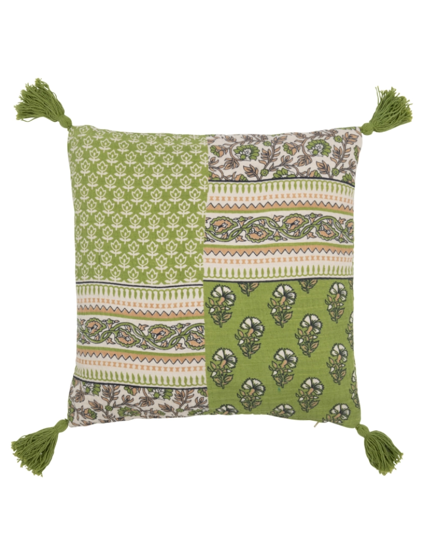 J-Line - J-Line Cushion Flores+Floches algodão verde
