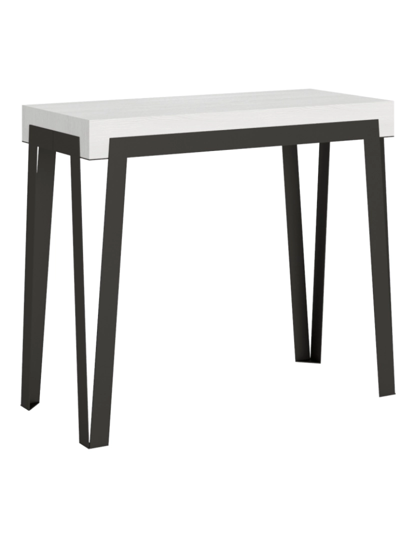 Itamoby - Mesa consola extensível 90x40/300 cm Rio Cinza Branca quadro Antracite