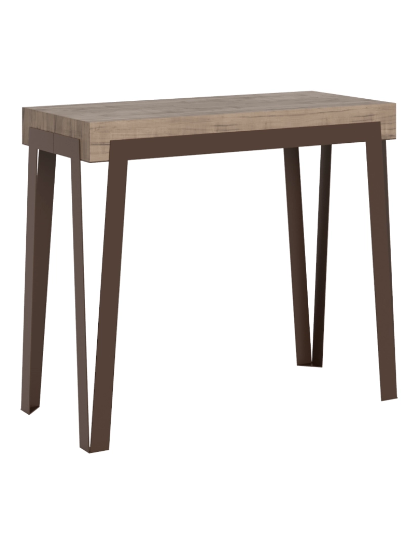 Itamoby - Mesa consola extensível 90x40/196 cm Rio Small Carvalho Natural quadro Ferrugem