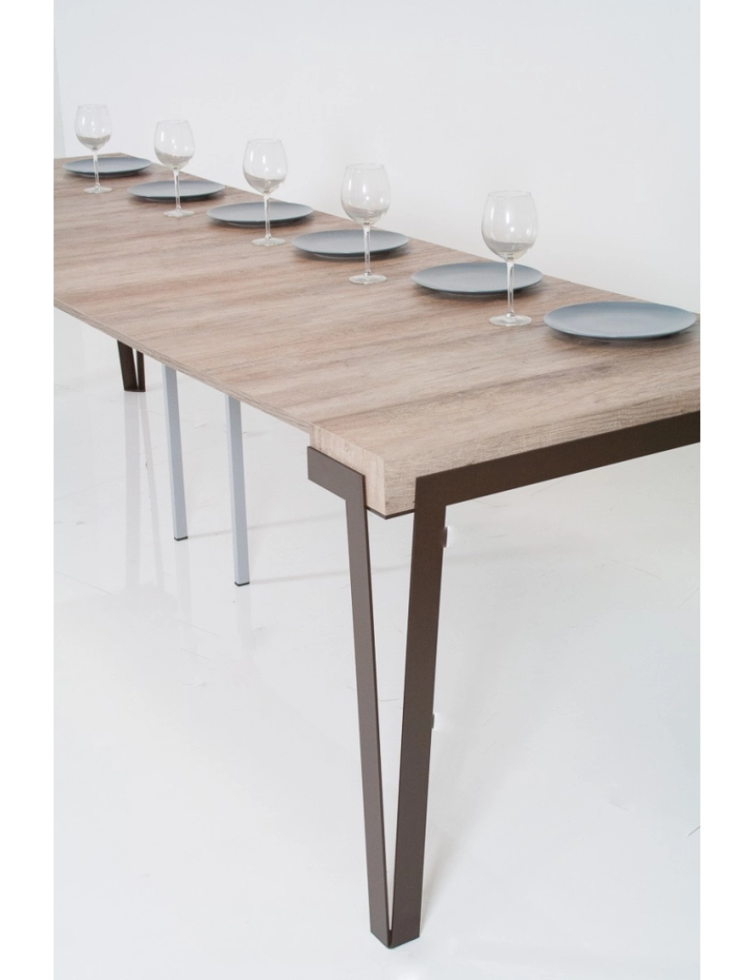 imagem de Mesa consola extensível 90x40/196 cm Rio Small Carvalho Natural quadro Ferrugem5