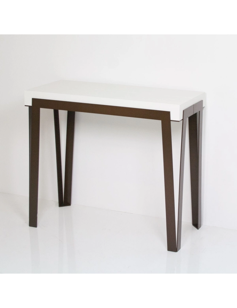 imagem de Mesa consola extensível 90x40/196 cm Rio Small Cinza Branca quadro Ferrugem3