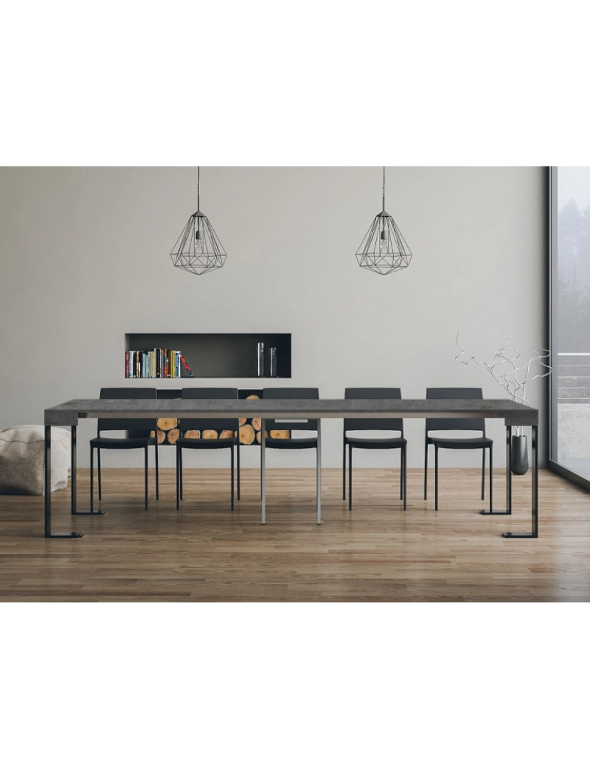 imagem de Mesa consola extensível 90x40/300 cm Tecno Cimento quadro Antracite4