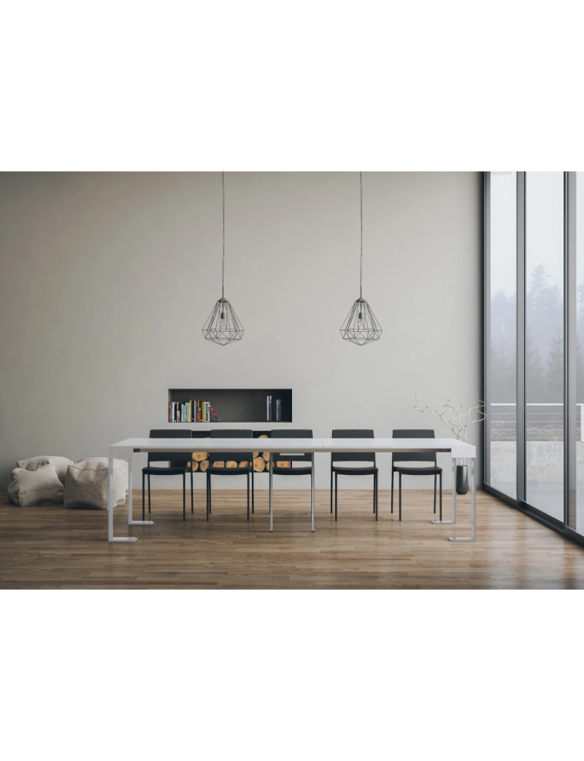 imagem de Mesa consola extensível 90x40/300 cm Tecno Cinza Branca quadro Branco4