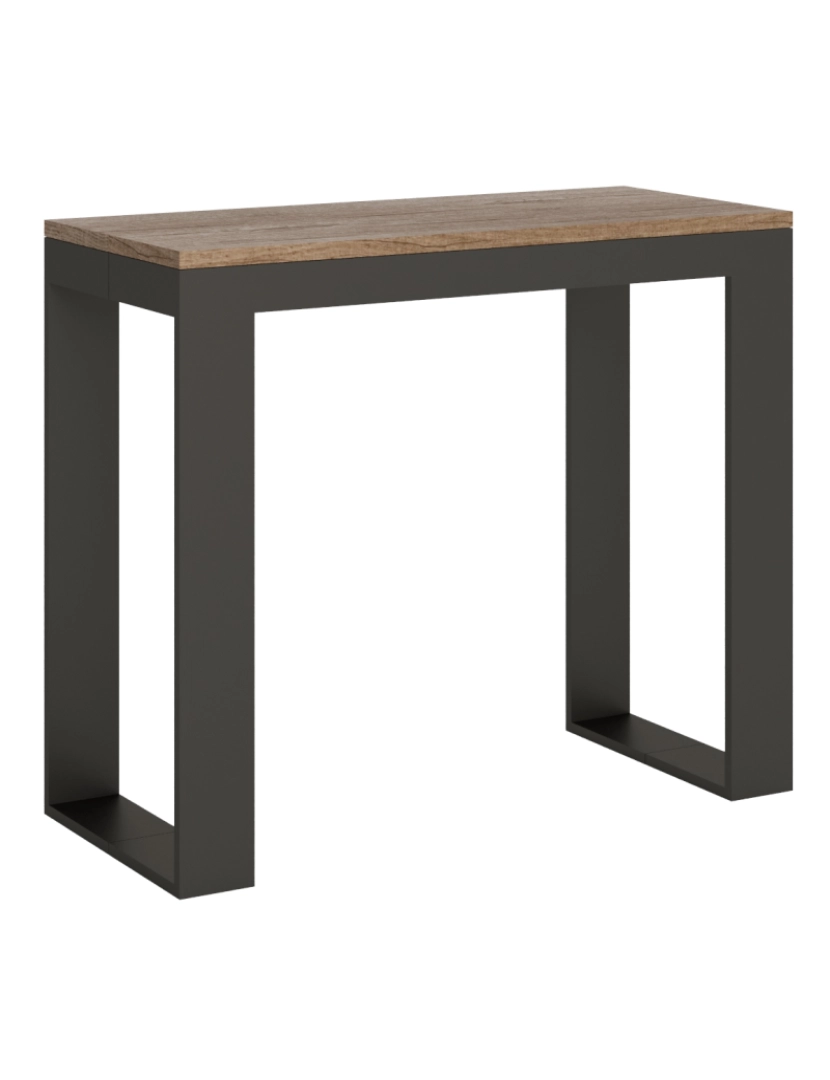 imagem de Mesa consola extensível 90x40/196 cm Tecno Evolution Small Carvalho Natural quadro Antracite1