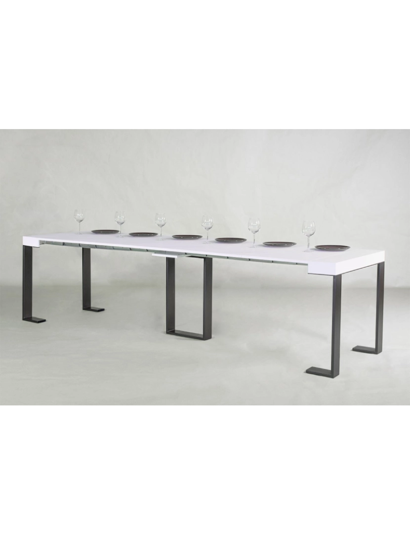 imagem de Mesa consola extensível 90x40/300 cm Sintesi Cinza Branca quadro Antracite4