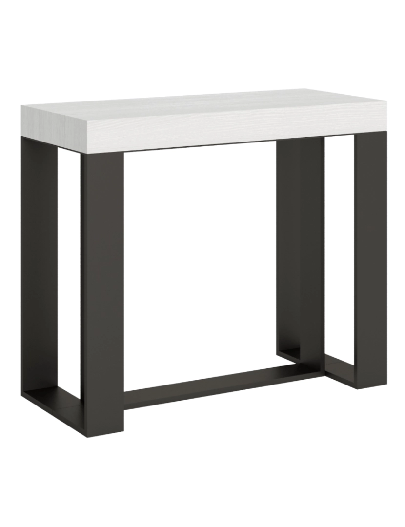 Itamoby - Mesa consola extensível 90x40/196 cm Futura Small Cinza Branca quadro Antracite