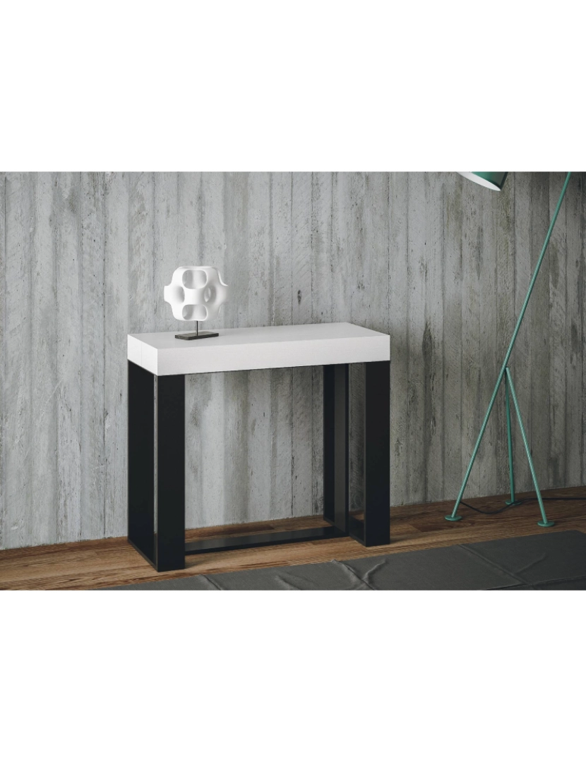 imagem de Mesa consola extensível 90x40/196 cm Futura Small Cinza Branca quadro Antracite2