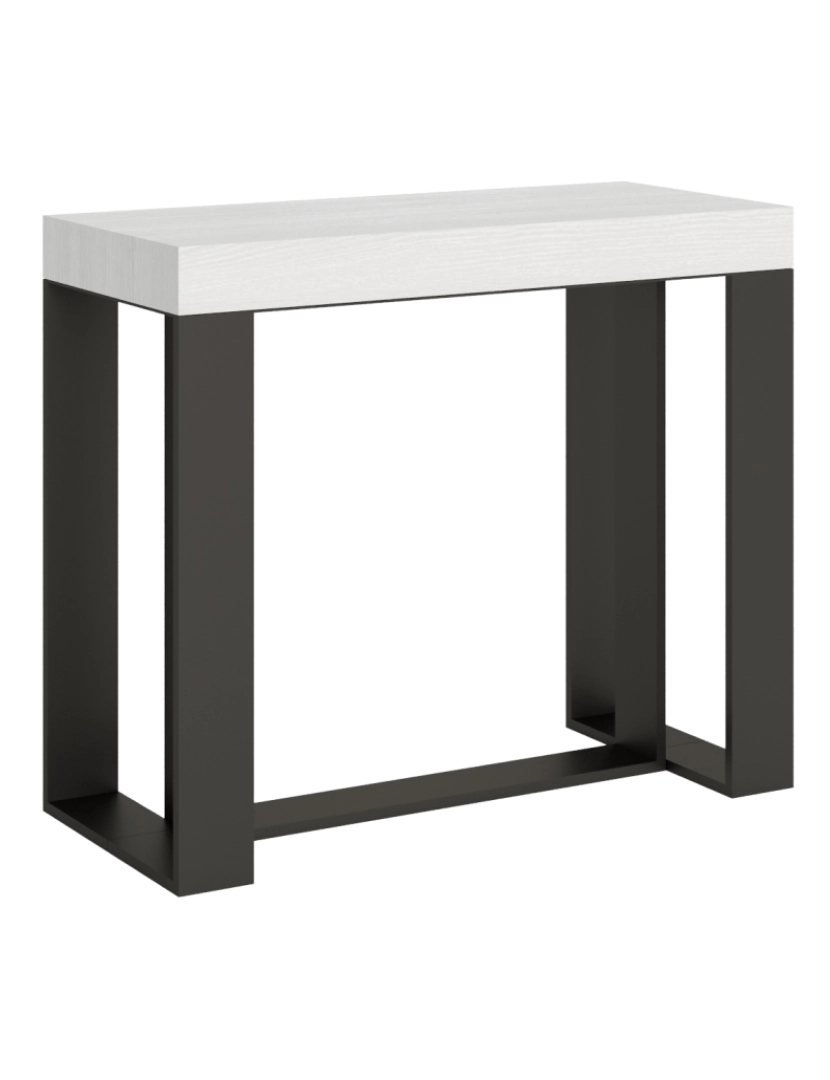 Itamoby - Mesa consola extensível 90x40/300 cm Futura Cinza Branca quadro Antracite