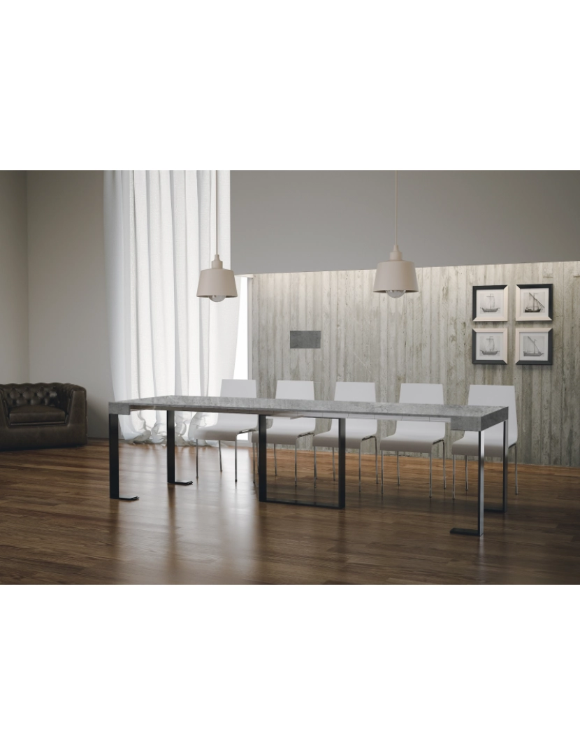 imagem de Mesa consola extensível 90x40/300 cm Futura Cimento quadro Antracite4