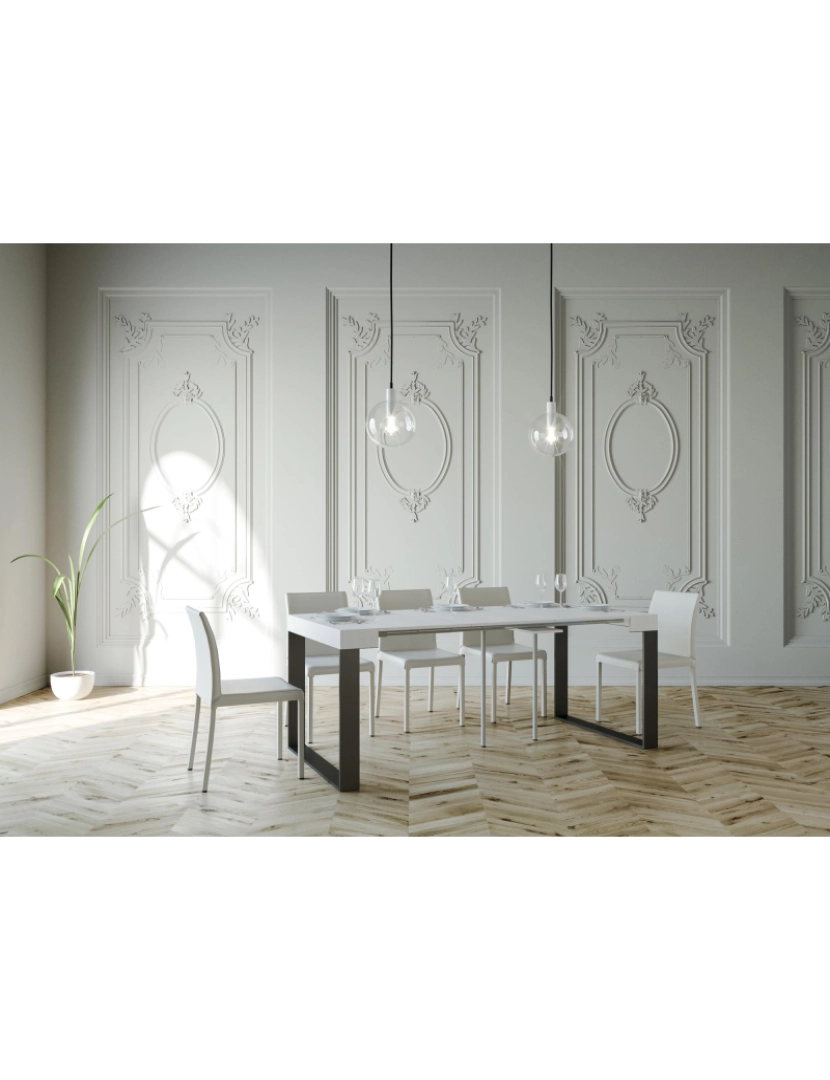 imagem de Mesa consola extensível 90x40/196 cm Elettra Small Cinza Branca quadro Antracite3