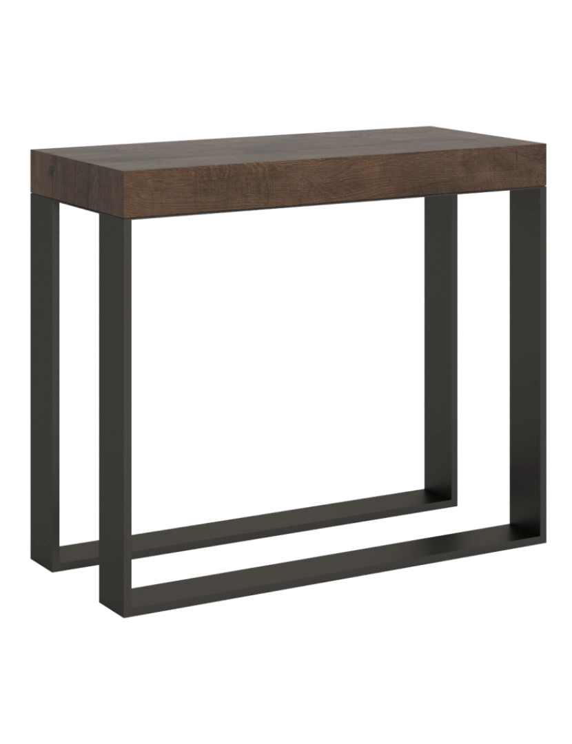 imagem de Mesa consola extensível 90x40/196 cm Elettra Small Nogueira quadro Antracite1