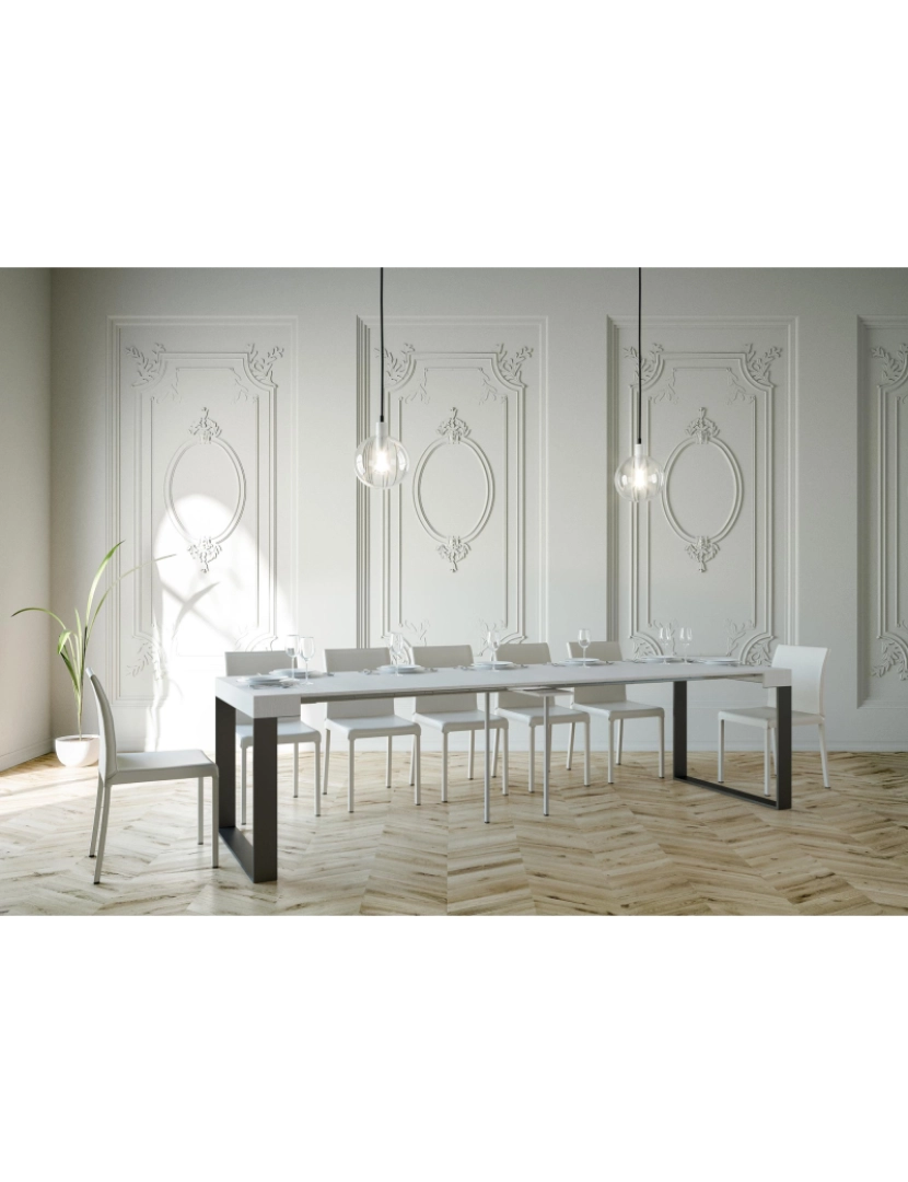 imagem de Mesa consola extensível 90x40/300 cm Elettra Cinza Branca quadro Antracite4