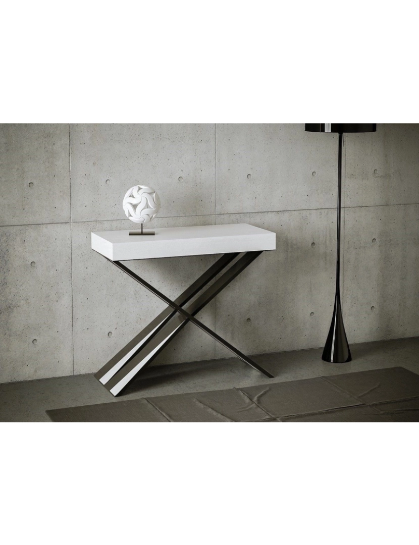 imagem de Mesa consola extensível 90x40/196 cm Diago Small Cinza Branca quadro Antracite2